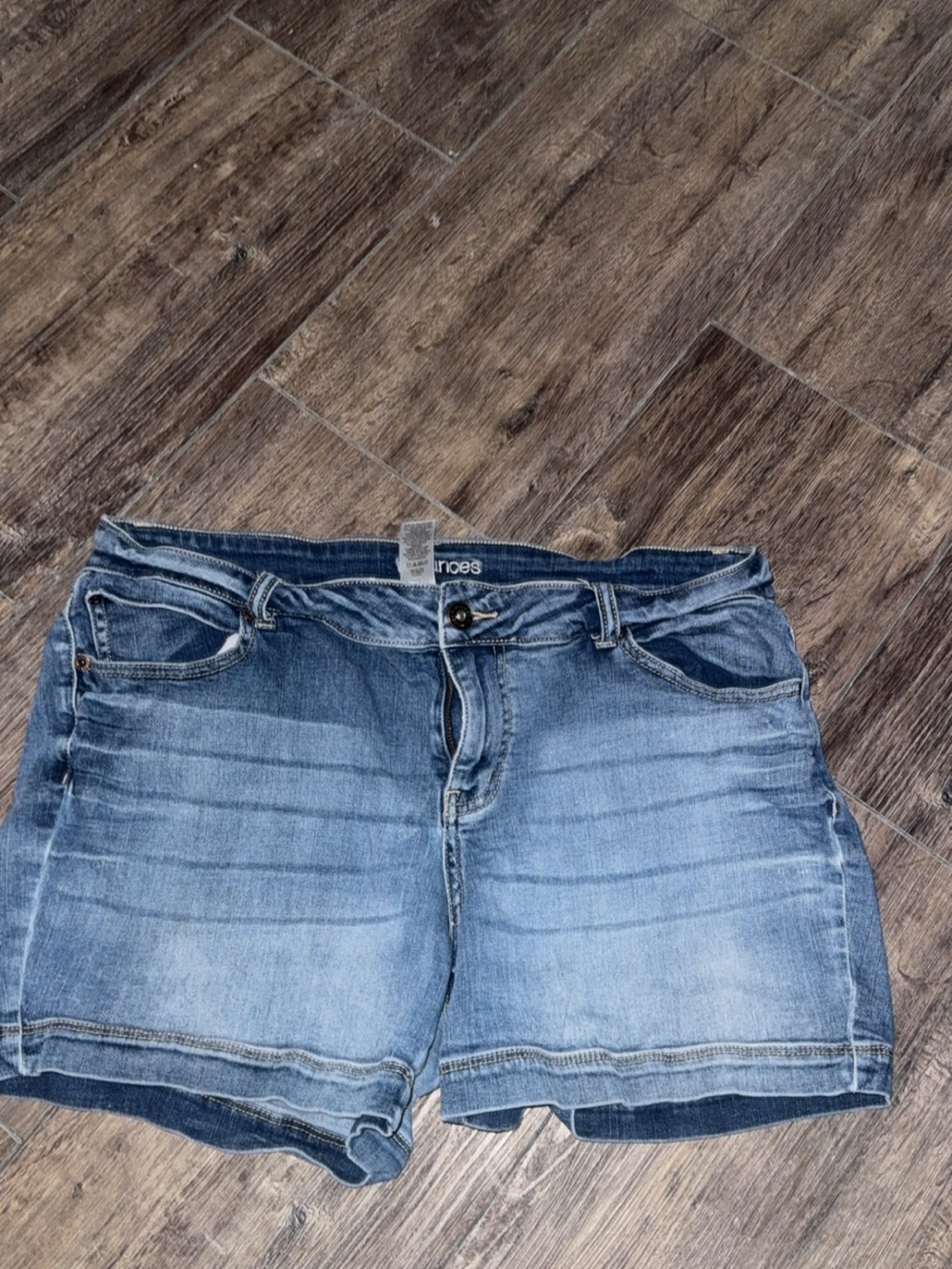 Maurices Washed Mid-Rise Blue Denim Shorts